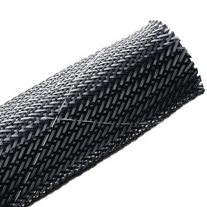 Braided sleeving, nom⌀31.8mm, ⌀19.1-44.5mm, black, 15.24m