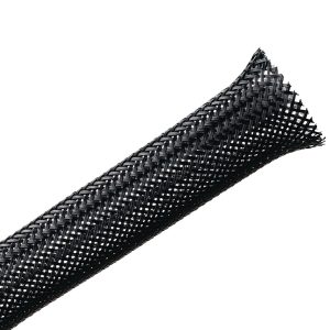 Braided sleeving, nom⌀12.7mm, ⌀6.4-19.1mm, black, 30.48m