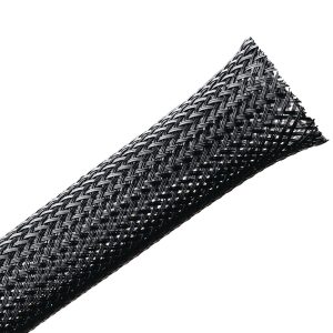 Braided sleeving, nom⌀19.1mm, ⌀15.9-25.4mm, black, 22.86m