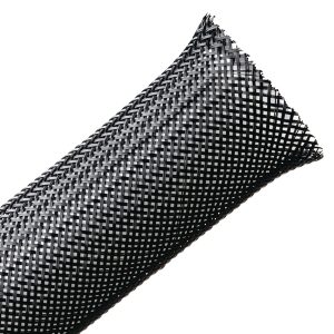 Braided sleeving, nom⌀25.4mm, ⌀19.1-30.2mm, black, 15.24m