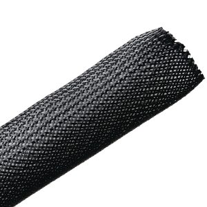 Braided sleeving, nom?31.8mm, ?25.4-38.1mm, black, 15.24m