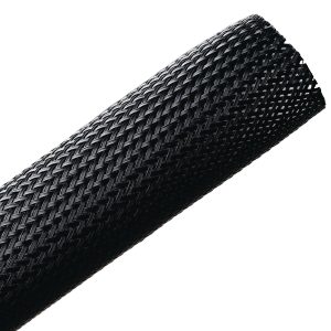 Braided sleeving, nom?38.1mm, ?31.8-50.8mm, black, 15.24m