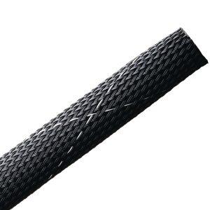 Braided sleeving, nom⌀19.1mm, ⌀15.9-25.4mm, black, 22.86m