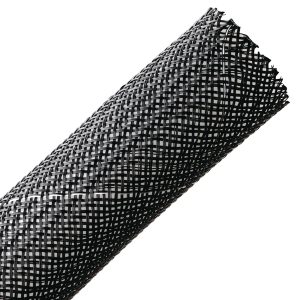 Braided sleeving, nom⌀25.4mm, ⌀19.1-30.2mm, black, 15.24m