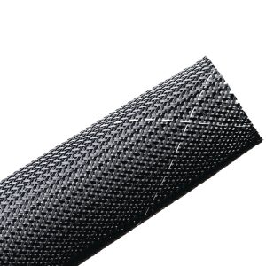 Braided sleeving, nom⌀31.8mm, ⌀25.4-38.1mm, black, 15.24m