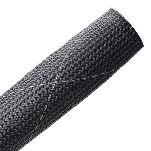 Braided sleeving, nom?38.1mm, ?31.8-50.8mm, black, 15.24m