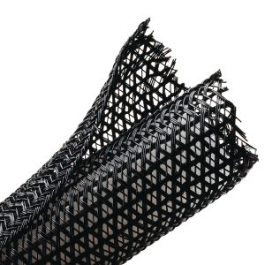 Braided sleeving, nom⌀25.4mm, ⌀2.54-25.4mm, black, 15.24m