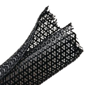 Braided sleeving, nom⌀31.8mm, ⌀2.54-31.8mm, black, 7.62m