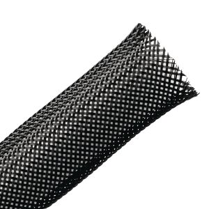 Braided sleeving, nom⌀19.1mm, ⌀12.7-31.8mm, black, 22.86m