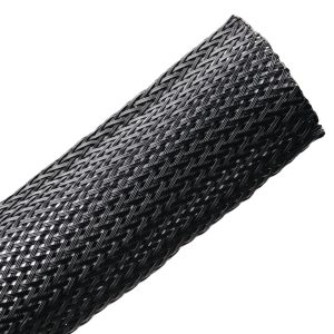 Braided sleeving, nom⌀31.8mm, ⌀19.1-38.1mm, black, 15.24m