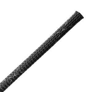 Braided sleeving, nom⌀6.4mm, ⌀4.0-11.1mm, black, 30.48m