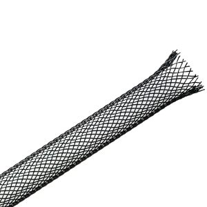 Braided sleeving, nom⌀6.35mm, ⌀3.2-11.1mm, black, 304.80m