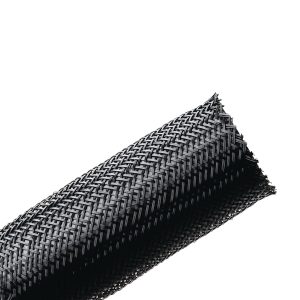 Braided sleeving, nom⌀25.4mm, ⌀15.9-41.3mm, black, 76.20m
