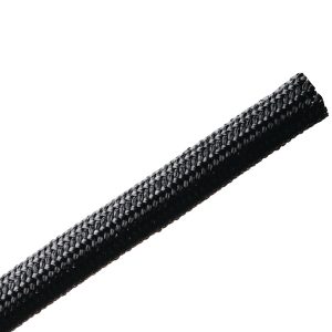 Braided sleeving, nom?6.4mm, ?2.54-9.5mm, black, 15.24m