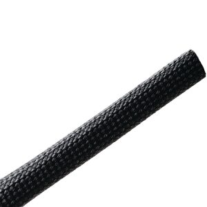 Braided sleeving, nom⌀12.7mm, ⌀2.54-19.1mm, black, 15.24m