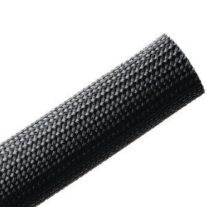 Braided sleeving, nom⌀25.4mm, ⌀2.54-41.3mm, black, 7.62m