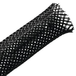 Braided sleeving, nom⌀6.4mm, ⌀3.2-9.5mm, black, 304.80m