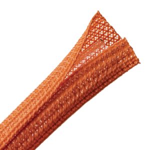 Braided sleeving, nom⌀6.4mm, ⌀2.54-6.4mm, orange, 60.96m