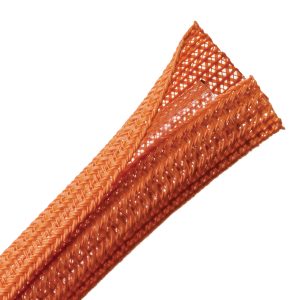 Braided sleeving, nom⌀12.7mm, ⌀2.54-12.7mm, orange, 45.7m