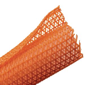 Braided sleeving, nom⌀19.1mm, ⌀2.54-19.1mm, orange, 30.48m