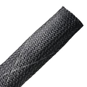 Braided sleeving, nom⌀25.4mm, ⌀15.9-41.3mm, black, 76.20m