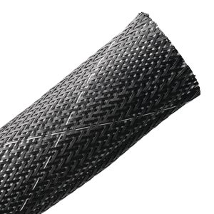 Braided sleeving, nom?38.1mm, ?25.4-54.0mm, black, 60.96m