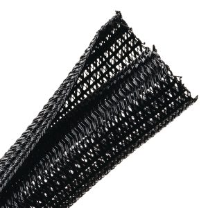 Braided sleeving, nom⌀3.18mm, ⌀2.54-3.2mm, black, 121.92m