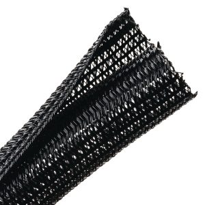 Braided sleeving, nom⌀6.4mm, ⌀2.54-6.4mm, black, 60.96m