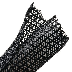Braided sleeving, nom⌀25.4mm, ⌀2.54-25.4mm, black, 30.48m