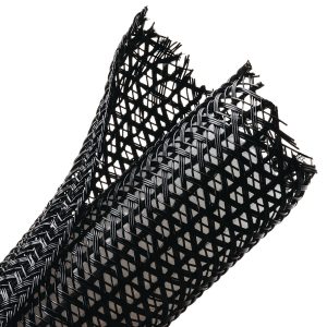 Braided sleeving, nom⌀31.8mm, ⌀2.54-31.8mm, black, 22.86m