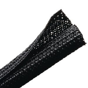 Braided sleeving, nom⌀3.18mm, ⌀2.54-3.2mm, black, 121.92m
