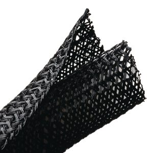 Braided sleeving, nom⌀31.8mm, ⌀2.54-31.8mm, black, 22.86m