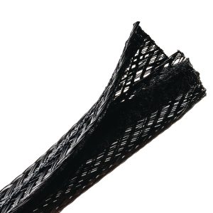 Braided sleeving, nom⌀12.7mm, ⌀2.54-12.7mm, black, 30.48m