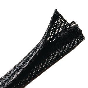 Braided sleeving, nom⌀19.1mm, ⌀2.54-19.1mm, black, 30.48m