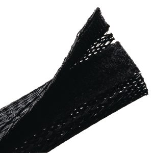Braided sleeving, nom⌀31.8mm, ⌀2.54-31.8mm, black, 30.48m