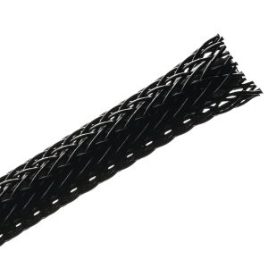 Braided sleeving, nom⌀3.18mm, ⌀2.4-6.4mm, black, 68.58m