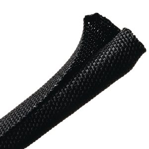 Braided sleeving, nom⌀12.7mm, ⌀2.54-12.7mm, black, 91.44m