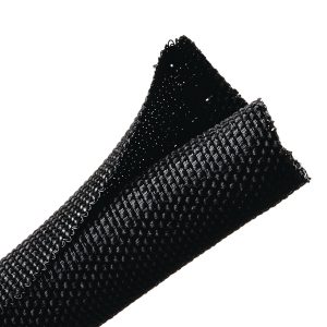 Braided sleeving, nom⌀15.8mm, ⌀2.54-15.8mm, black, 76.20m