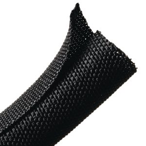 Braided sleeving, nom⌀19.1mm, ⌀2.54-19.1mm, black, 45.7m