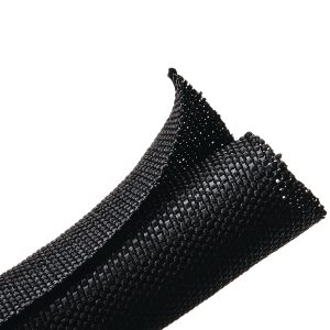 Braided sleeving, nom⌀25.4mm, ⌀2.54-25.4mm, black, 30.48m