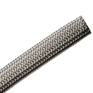 Braided sleeving, EMI shielding, nom?10mm, ?8-13mm, metal/black, 50m