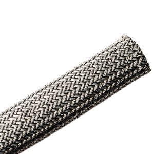 Braided sleeving, EMI shielding, nom?12mm, ?10-15mm, metal/black, 50m