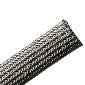 Braided sleeving, EMI shielding, nom⌀18mm, ⌀16-22mm, metal/black, 50m