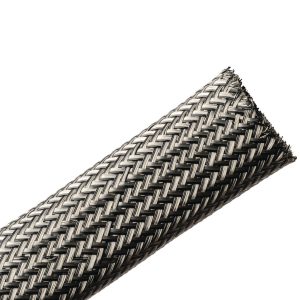 Braided sleeving, EMI shielding, nom⌀20mm, ⌀18-25mm, metal/black, 50m
