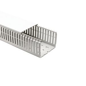 Wiring duct, wide fingers, halogen-free, 100x75.0mm, L=2m, grey, 16m