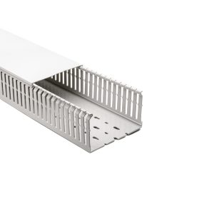 Wiring duct, wide fingers, halogen-free, 125x75.0mm, L=2m, grey, 16m