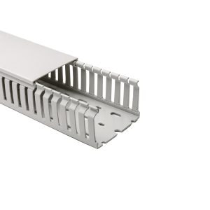Wiring duct, wide fingers, halogen-free, 75x50.0mm, L=2m, grey, 28m