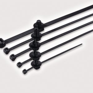 Fixing tie for hole (round), outside serrated, ?100.0mm, black, 50pcs.