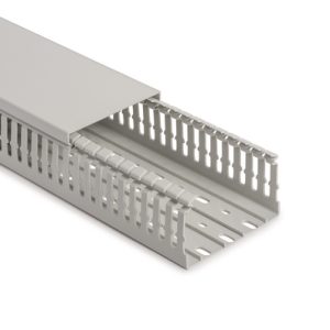 Wiring duct, wide fingers, halogen-free, 25.0x50.0mm, L=2.0m, grey, 44m
