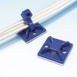 Cable tie mount for adhesive use, Wmax=4.0mm, ?2.9 mm, Adhesive, blue, 100pcs.